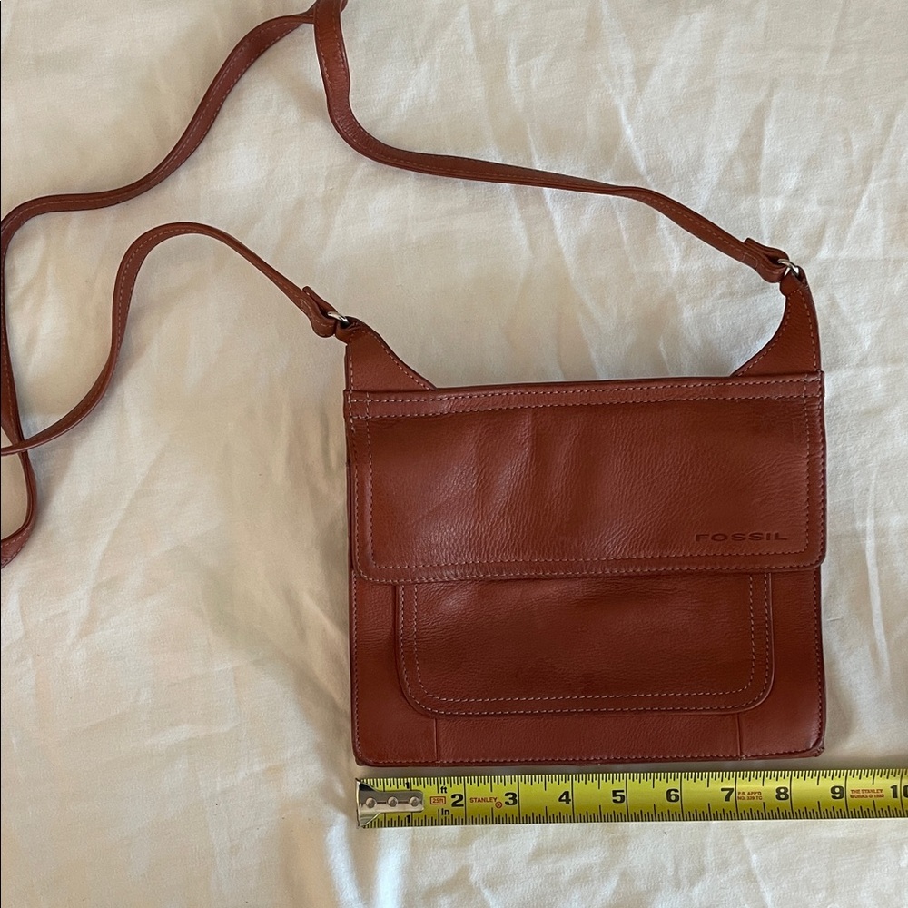 Fossil Tan Leather Crossbody Bag
